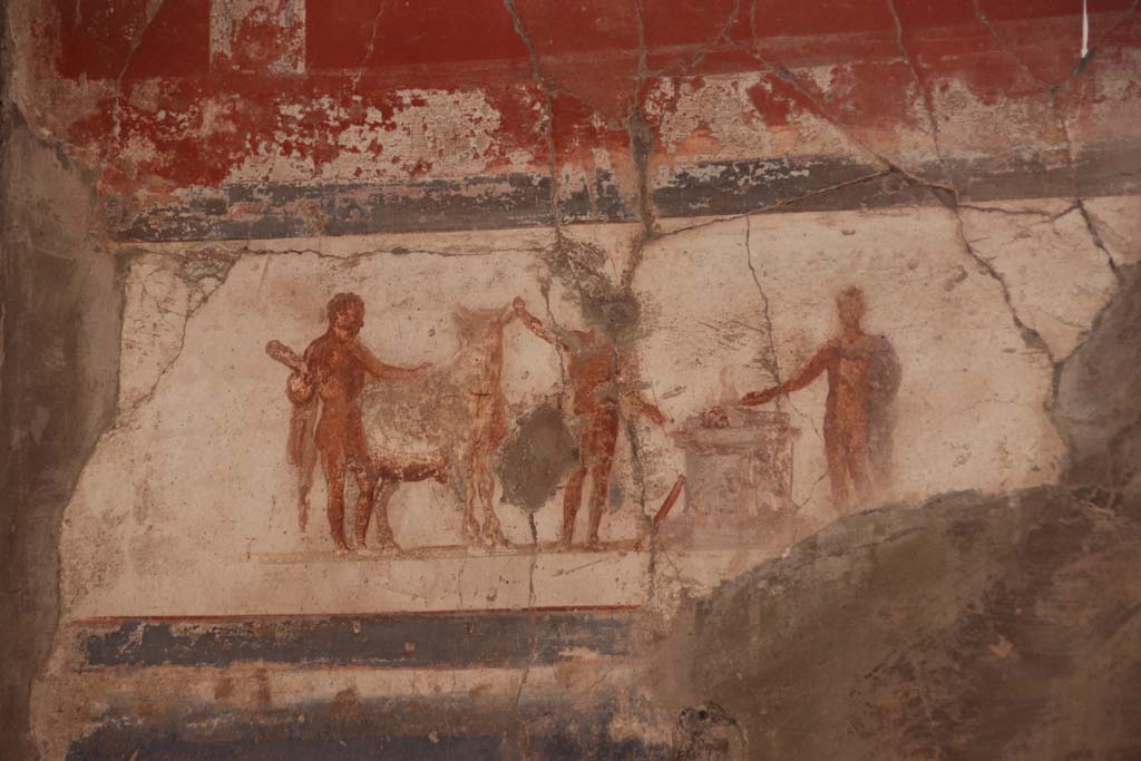 VI.16 Herculaneum. September 2017. Panel on east side of south wall. Photo courtesy of Klaus Heese.